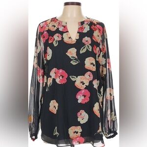 Cabi Floral Black Blouse